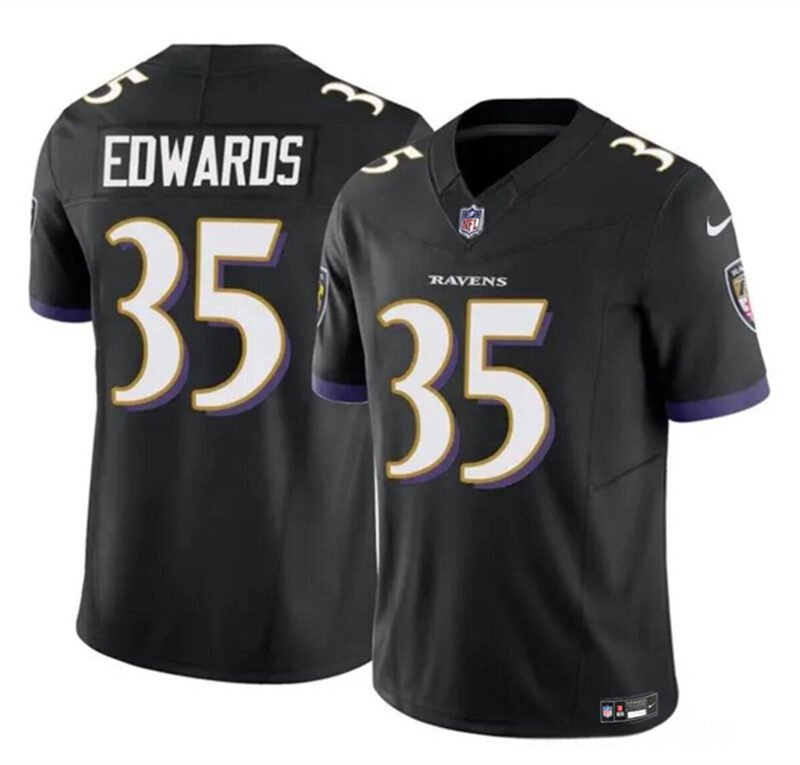 Black Baltimore Ravens #35 Gus Edwards 2023 F.U.S.E. Vapor Limited Football Jersey - BRJ116