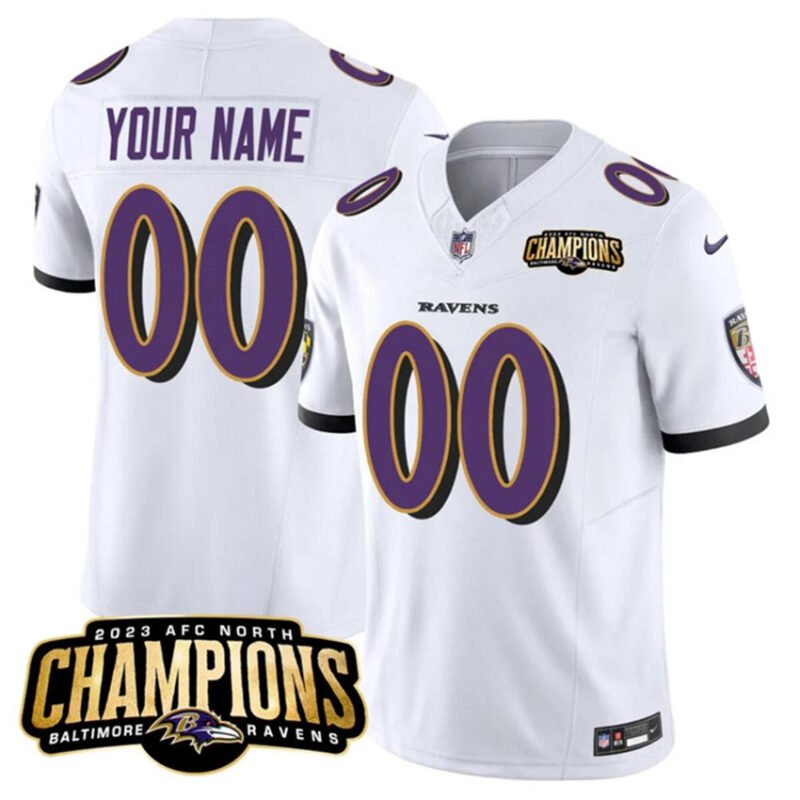 White Baltimore Ravens Active Player Custom 2023 F.U.S.E. AFC North Champions Vapor Limited Football Jersey - BRJ251