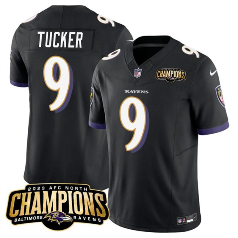 Black Baltimore Ravens #9 Justin Tucker 2023 F.U.S.E. AFC North Champions Vapor Limited Football Jersey - BRJ124