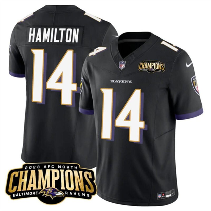 Black Baltimore Ravens #14 Kyle Hamilton 2023 F.U.S.E. AFC North Champions Vapor Limited Football Jersey - BRJ317