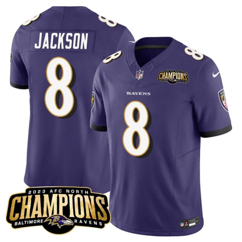 Purple Baltimore Ravens #8 Lamar Jackson 2023 F.U.S.E. AFC North Champions Vapor Limited Football Jersey - BRJ295