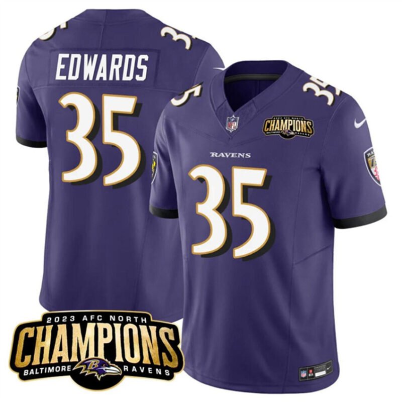 Purple Baltimore Ravens #35 Gus Edwards 2023 F.U.S.E. AFC North Champions Vapor Limited Football Jersey - BRJ65