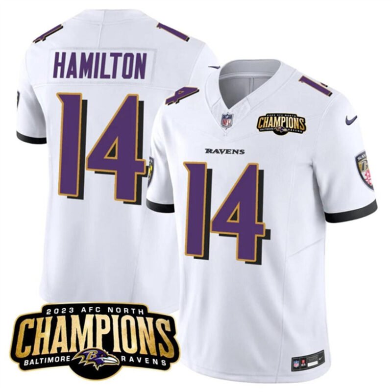 White Baltimore Ravens #14 Kyle Hamilton 2023 F.U.S.E. AFC North Champions Vapor Limited Football Jersey - BRJ61