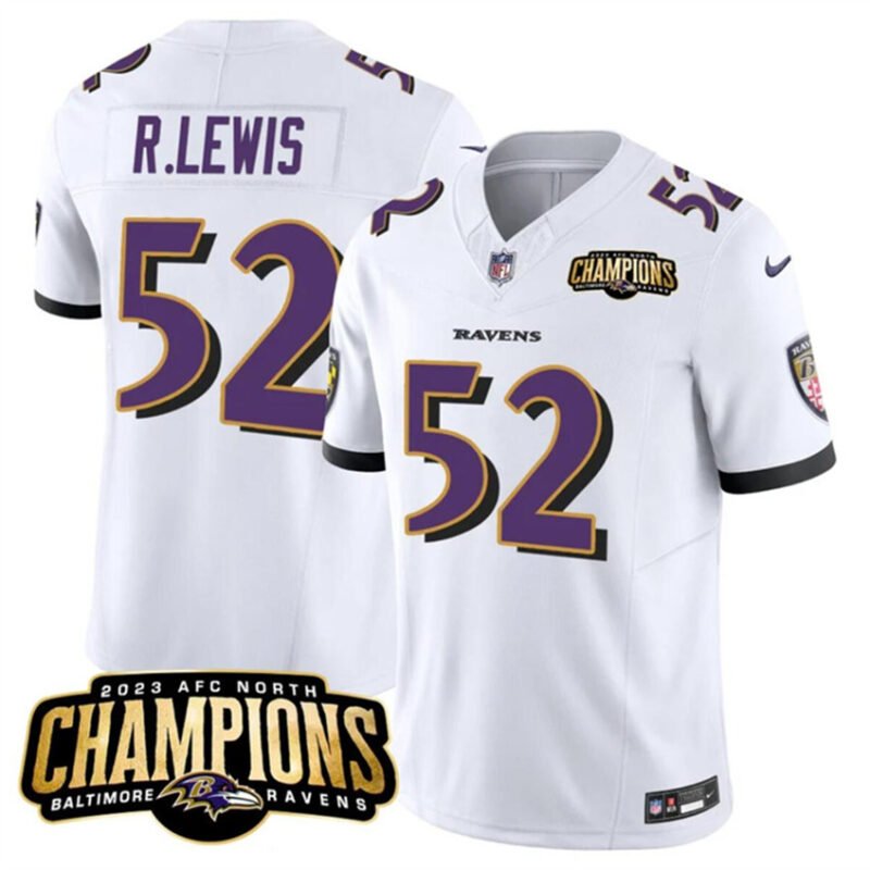 White Baltimore Ravens #52 Ray Lewis 2023 F.U.S.E. AFC North Champions Vapor Limited Football Jersey - BRJ215