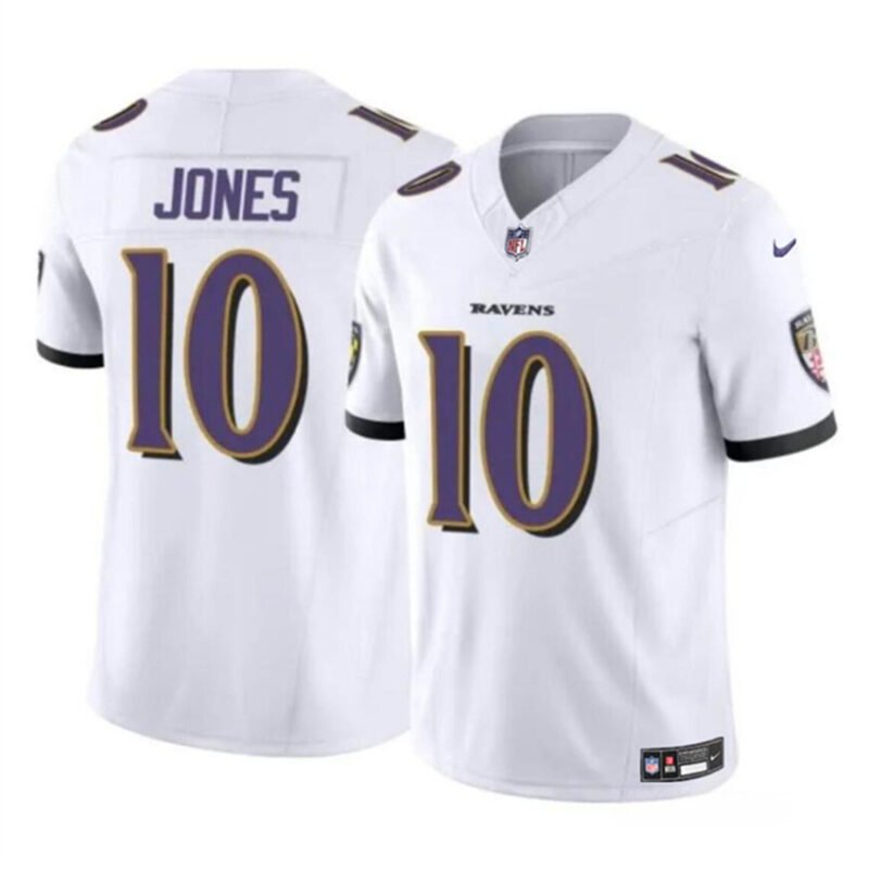 White Baltimore Ravens #10 Emory Jones 2023 F.U.S.E Vapor Limited Football Jersey - BRJ138