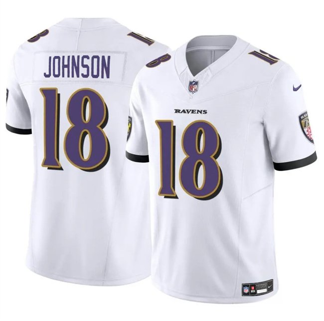 White Baltimore Ravens #18 Diontae Johnson 2023 F.U.S.E Vapor Limited Football Jersey - BRJ335
