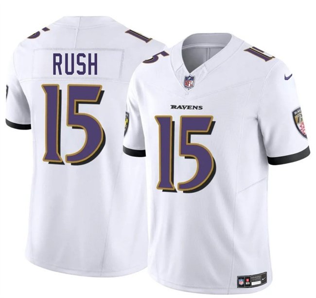 White Baltimore Ravens #15 Cooper Rush 2025 F.U.S.E. Vapor Limited Football Jersey - BRJ107