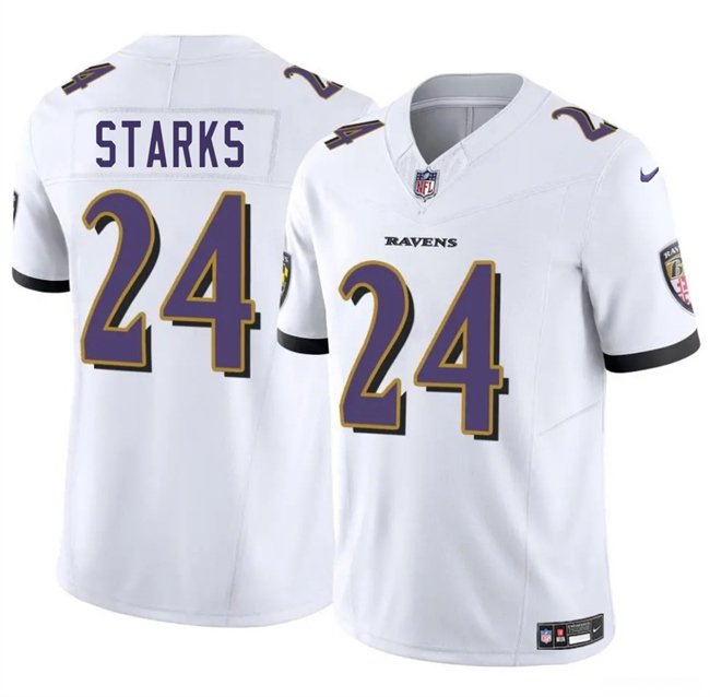 White Baltimore Ravens #24 Malaki Starks 2025 Draft F.U.S.E. Vapor Limited Football Jersey - BRJ23