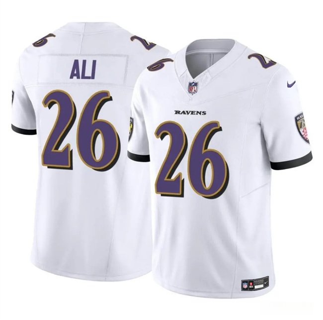 White Baltimore Ravens #26 Rasheen Ali 2025 F.U.S.E. Vapor Limited Football Jersey - BRJ19
