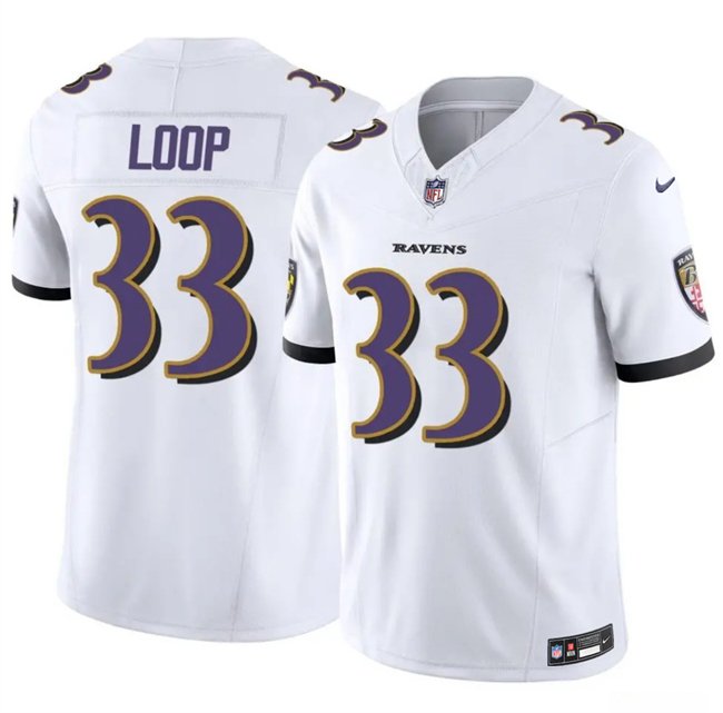 White Baltimore Ravens #33 Tyler Loop 2025 F.U.S.E. Vapor Limited Football Jersey - BRJ40