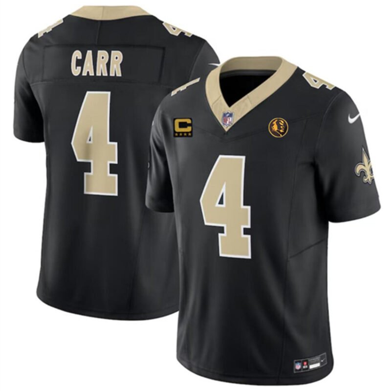 Black New Orleans Saints #4 Derek Carr 2023 F.U.S.E. With 4-star C Patch And John Madden Patch Vapor Limited Stitched Football Jersey - NOS158