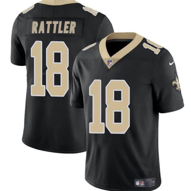 Black New Orleans Saints #18 Spencer Rattler Vapor Limited Stitched Football Jersey - NOS50