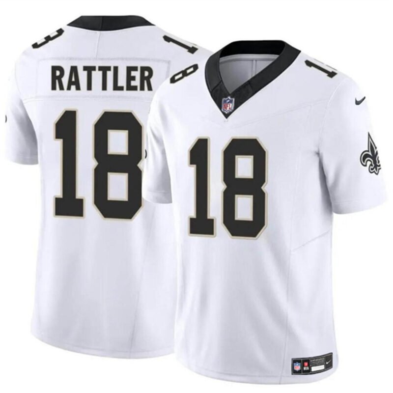White New Orleans Saints #18 Spencer Rattler F.U.S.E Vapor Limited Stitched Football Jersey - NOS200