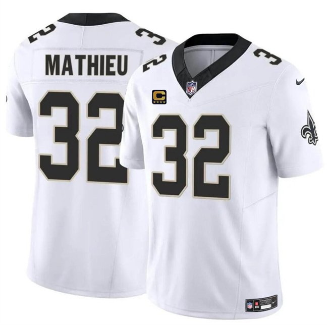 White New Orleans Saints #32 Tyrann Mathieu 2024 F.U.S.E With 4-Star C Patch Vapor Limited Stitched Football Jersey - NOS165