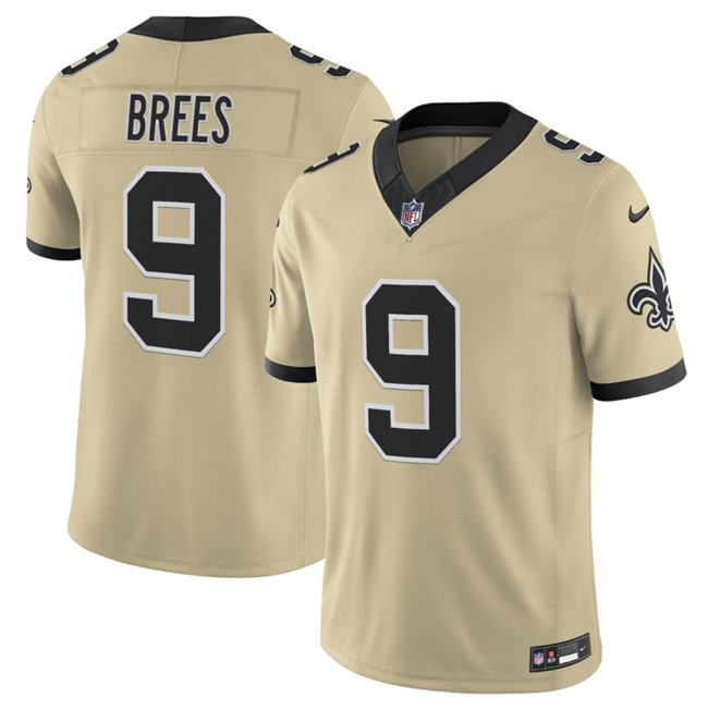 Gold New Orleans Saints #9 Drew Brees 2025 F.U.S.E. Alternate Vapor Limited Stitched Football Jersey - NOS196