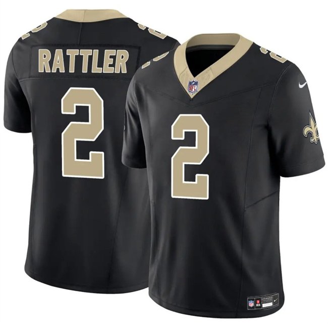 Black New Orleans Saints #2 Spencer Rattler 2025 F.U.S.E Vapor Limited Stitched Football Jersey - NOS12
