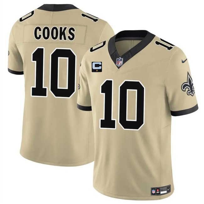 Gold New Orleans Saints #10 Brandin Cooks 2025 F.U.S.E. With 1-Star C Patch Alternate Vapor Limited Stitched Football Jersey - NOS286