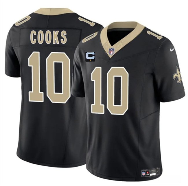 Black New Orleans Saints #10 Brandin Cooks 2025 F.U.S.E With 1-Star C Patch Vapor Limited Stitched Football Jersey - NOS101