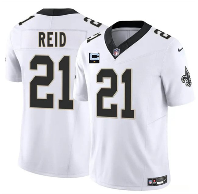 White New Orleans Saints #21 Justin Reid 2025 F.U.S.E With 1-Star C Patch Vapor Limited Stitched Football Jersey - NOS38