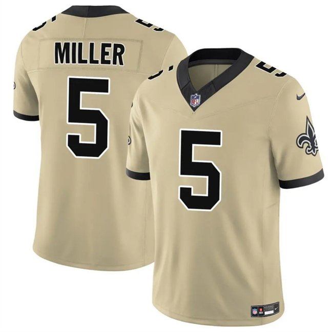Gold New Orleans Saints #5 Kendre Miller 2025 F.U.S.E. Alternate Vapor Limited Stitched Football Jersey - NOS85