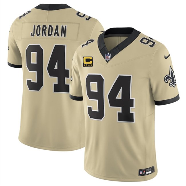Gold New Orleans Saints #94 Cam Jordan 2025 F.U.S.E. With 4-Star C Patch Alternate Vapor Limited Stitched Football Jersey - NOS142