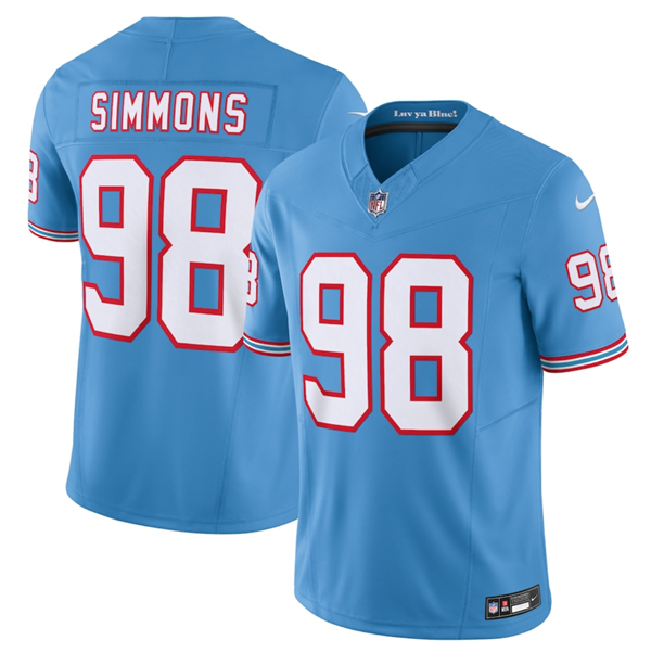 Light Blue Tennessee Titans #98 Jeffery Simmons  2023 F.U.S.E. Vapor Limited Throwback Stitched Football Jersey - TNT144