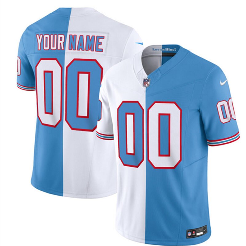 White/Blue Tennessee Titans Active Player Custom 2023 F.U.S.E. Split Vapor Limited Throwback Stitched Football Jersey - TNT127