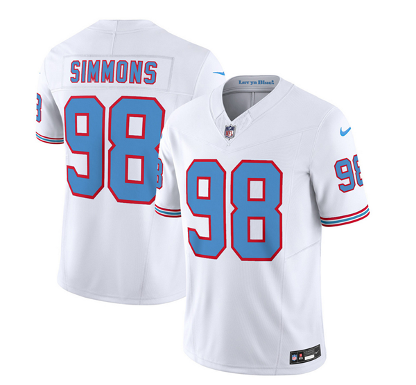 White Tennessee Titans #98 Jeffery Simmons 2023 F.U.S.E. Vapor Limited Throwback Stitched Football Jersey - TNT167