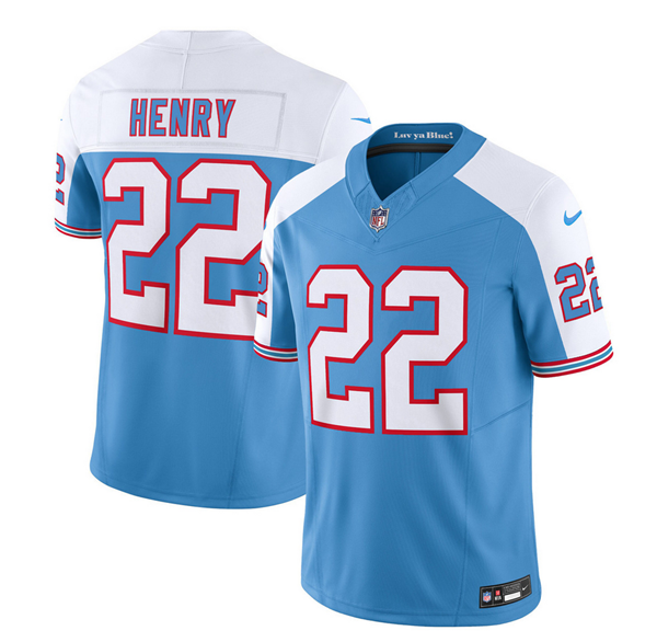 Blue/White Tennessee Titans #22 Derrick Henry 2023 F.U.S.E. Vapor Limited Throwback Stitched Football Jersey - TNT68