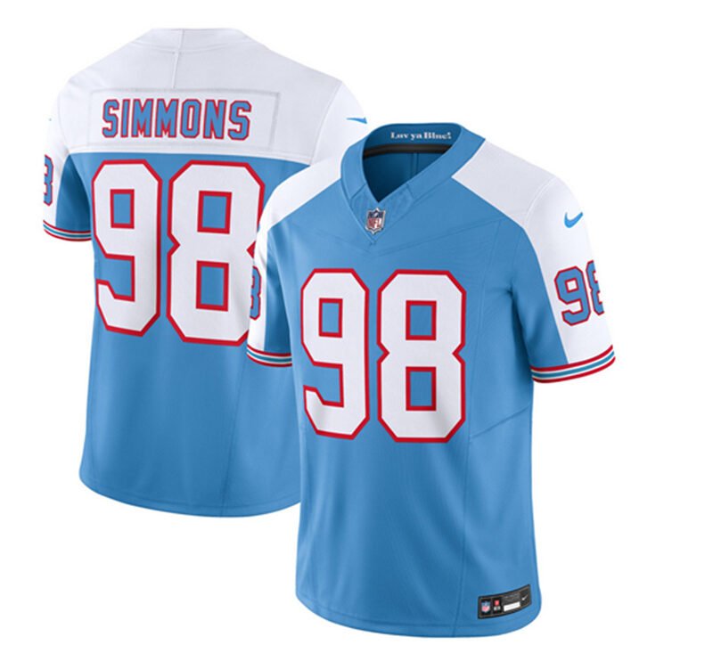 Blue/White Tennessee Titans #98 Jeffery Simmons 2023 F.U.S.E. Vapor Limited Throwback Stitched Football Jersey - TNT252