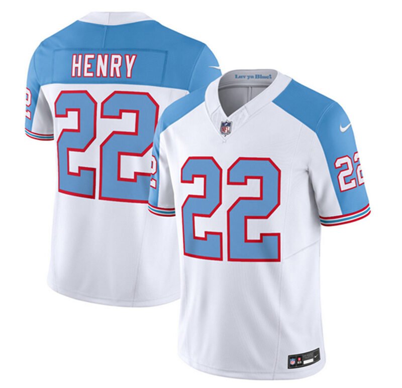 White/Blue Tennessee Titans #22 Derrick Henry 2023 F.U.S.E. Vapor Limited Throwback Stitched Football Jersey - TNT69