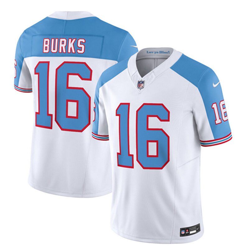 White/Blue Tennessee Titans #16 Treylon Burks 2023 F.U.S.E. Vapor Limited Throwback Stitched Football Jersey - TNT226