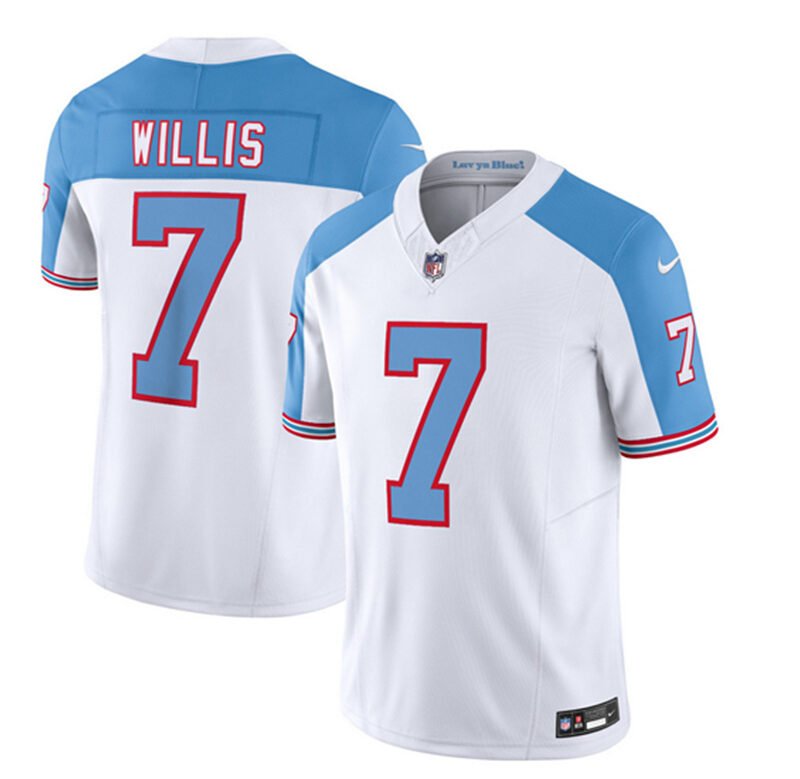 White/Blue Tennessee Titans #7 Malik Willis 2023 F.U.S.E. Vapor Limited Throwback Stitched Football Jersey - TNT214