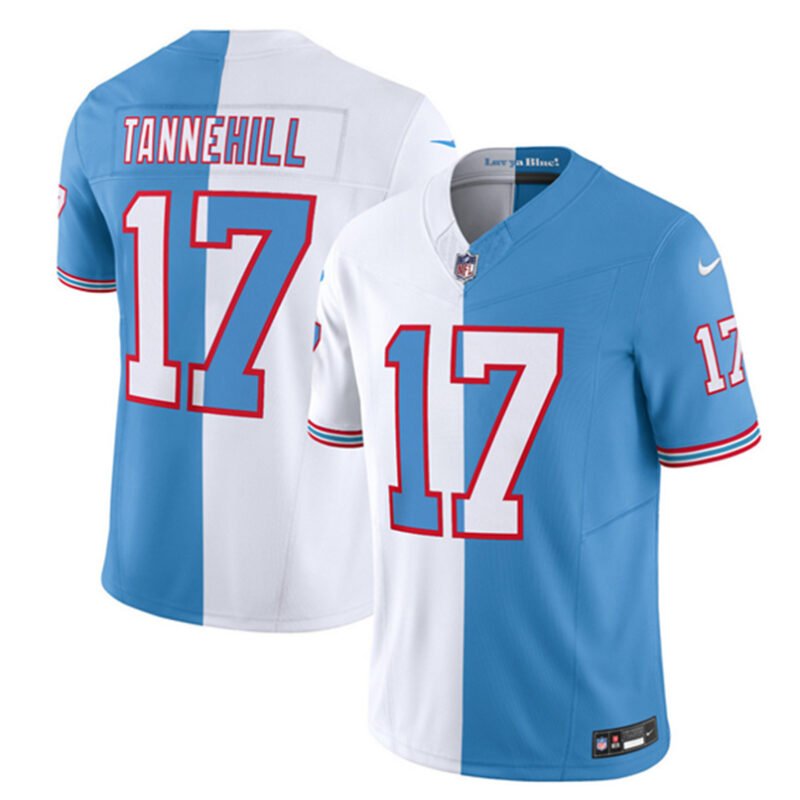 White/Blue Tennessee Titans #17 Ryan Tannehill 2023 F.U.S.E. Split Vapor Limited Throwback Stitched Football Jersey - TNT179