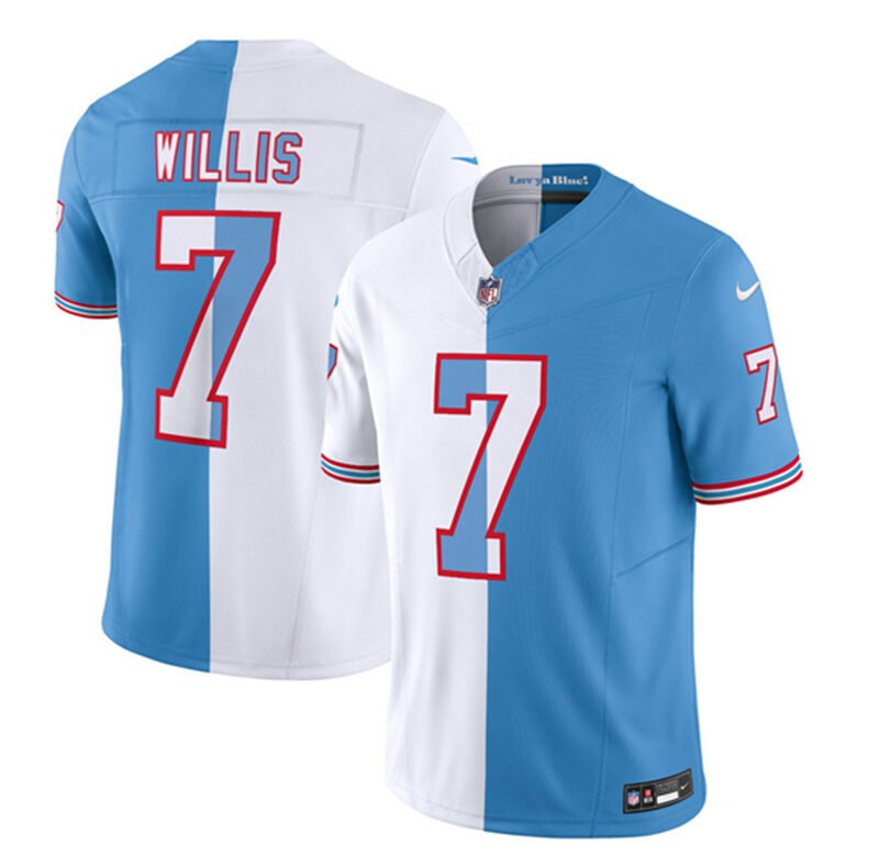 White/Blue Tennessee Titans #7 Malik Willis 2023 F.U.S.E. Split Vapor Limited Throwback Stitched Football Jersey - TNT71