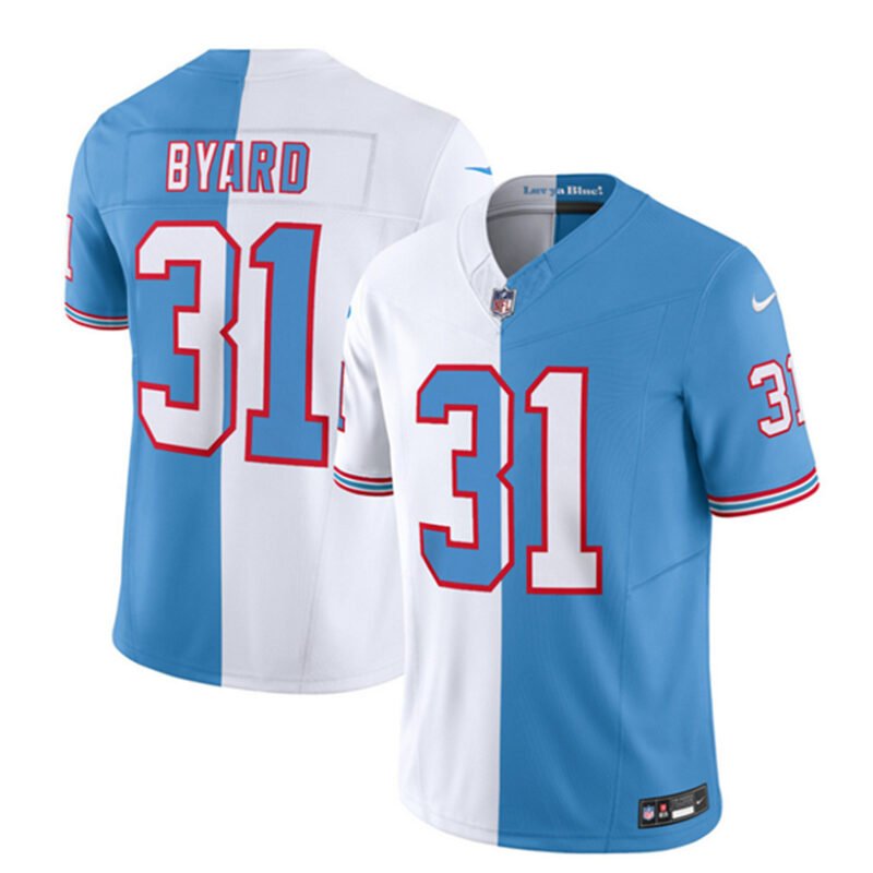 White/Blue Tennessee Titans #31 Kevin Byard 2023 F.U.S.E. Split Vapor Limited Throwback Stitched Football Jersey - TNT61