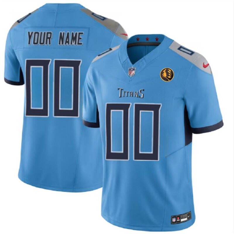 Blue Tennessee Titans Active Player Custom 2023 F.U.S.E. With John Madden Patch Vapor Limited Stitched Football Jersey - TNT121