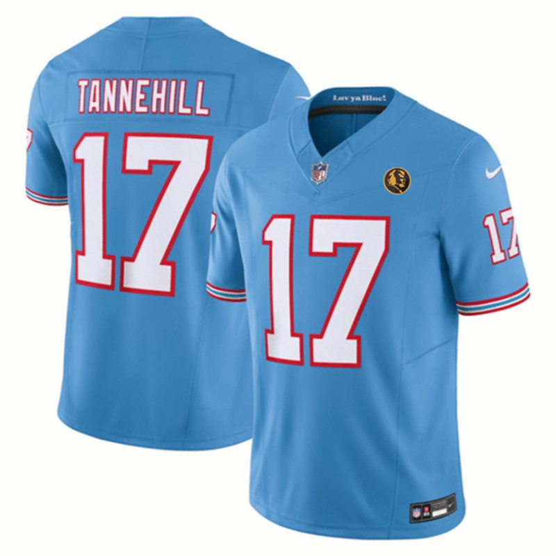 Blue Tennessee Titans #17 Ryan Tannehill 2023 F.U.S.E. Throwback With John Madden Patch Vapor Limited Stitched Football Jersey - TNT266
