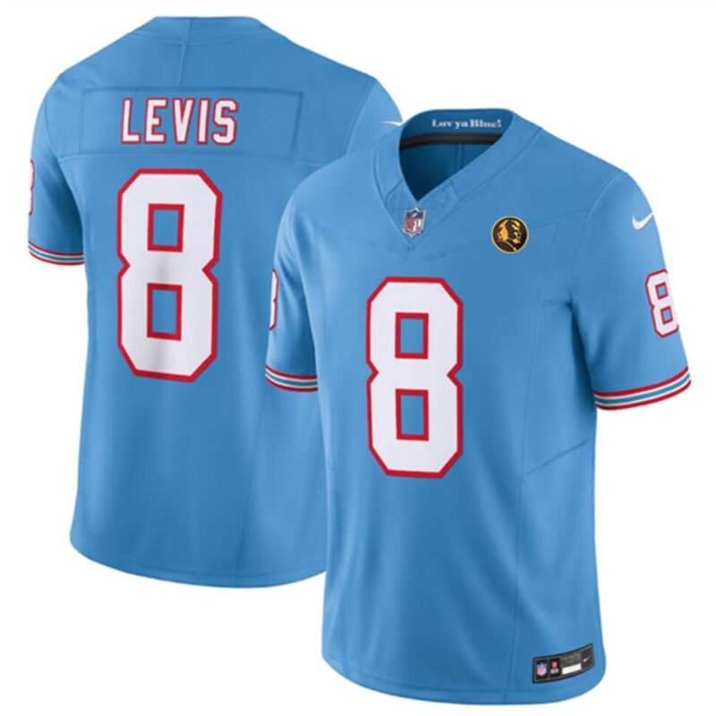 Blue Tennessee Titans #8 Will Levis 2023 F.U.S.E. Throwback With John Madden Patch Vapor Limited Stitched Football Jersey - TNT17