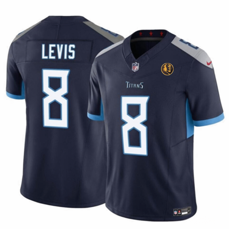 Navy Tennessee Titans #8 Will Levis 2023 F.U.S.E. With John Madden Patch Vapor Limited Stitched Football Jersey - TNT274
