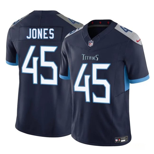 Navy Tennessee Titans #45 Dre'Mont Jones 2025 F.U.S.E. Vapor Limited Stitched Football Jersey - TNT56
