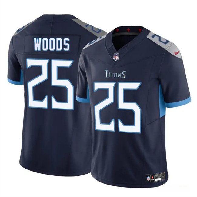 Navy Tennessee Titans #25 Xavier Woods 2025 F.U.S.E. Vapor Limited Stitched Football Jersey - TNT243