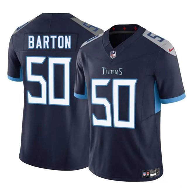 Navy Tennessee Titans #50 Cody Barton 2025 F.U.S.E. Vapor Limited Stitched Football Jersey - TNT212