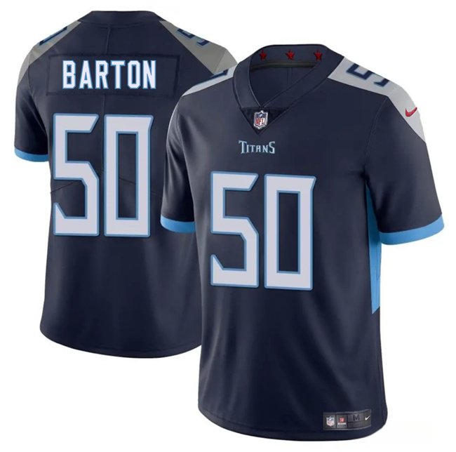 Navy Tennessee Titans #50 Cody Barton 2025 Vapor Limited Stitched Football Jersey - TNT183