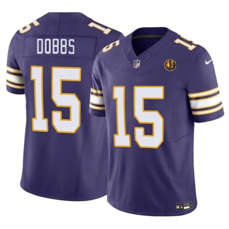 Purple Minnesota Vikings #15 Josh Dobbs 2023 F.U.S.E. Throwback With John Madden Patch Vapor Limited Stitched Football Jersey - MVJ120