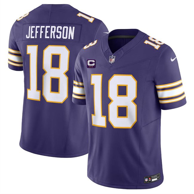 Purple Minnesota Vikings #18 Justin Jefferson 2024 F.U.S.E. Throwback With 2-Star C Patch Vapor Limited Stitched Jersey - MVJ59