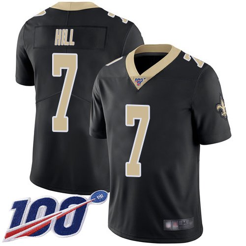 Nike Saints #7 Taysom Hill Black Team Color Stitched NFL 100th Season Vapor Limited Jersey - NOS175