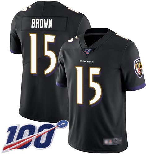 Nike Ravens #15 Marquise Brown Black Alternate Stitched NFL 100th Season Vapor Limited Jersey - BRJ36