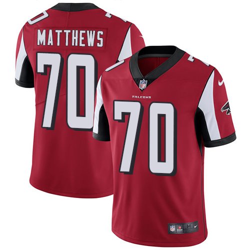 Nike Falcons #70 Jake Matthews Red Team Color Stitched NFL Vapor Untouchable Limited Jersey - AFJ258
