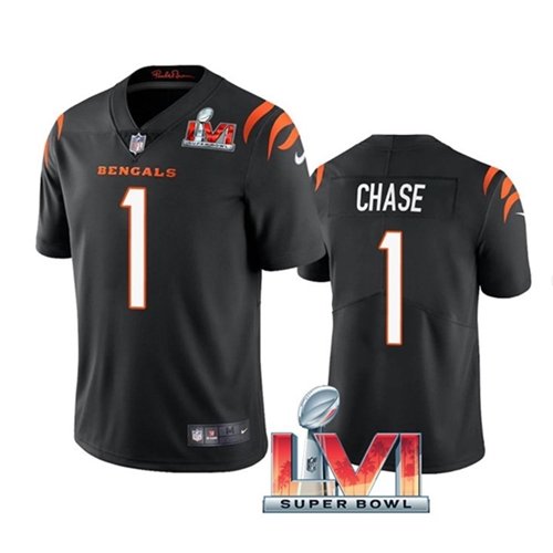 Black Cincinnati Bengals #1 Ja'Marr Chase 2022 Super Bowl LVI Vapor Limited Stitched Jersey - CCB155
